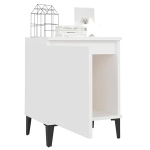 Chevet métal blanc design moderne compact, 40x30x50cm