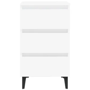 Table de chevet métal blanc design moderne compact, 40x35x69cm