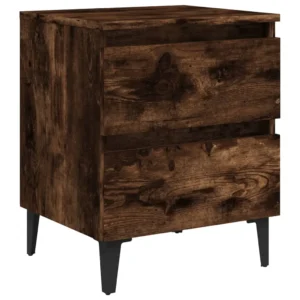 Table de chevet métal design moderne 2 tiroirs, 40x35x50cm