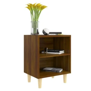 Table de nuit bois marron design scandinave compact, 40x30x50cm
