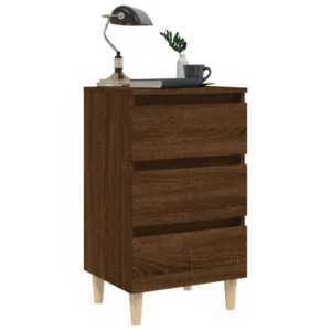 Table de nuit bois marron design scandinave 1 tiroir, 40x35x69cm