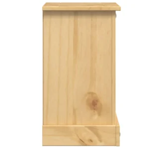 Chevet pin design rustique 3 tiroirs, 35x32.5x58cm