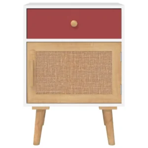 Table de nuit bois blanc scandinave minimaliste compact, 40x30x55cm