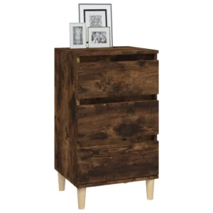 Table de chevet chêne design moderne étagère ouverte, 40x35x70cm