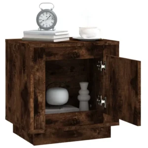 Table de chevet chêne design original transparent, 44x35x45cm