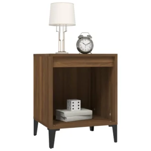 Table de chevet chêne marron design étagère, 40x35x50cm