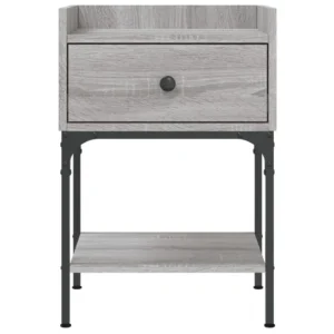 Table de nuit bois gris design contemporain connecté, 40.5x31x60cm