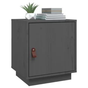 Table de chevet pin gris rustique connecté, 40x34x45cm
