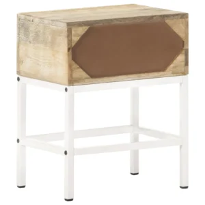 Table de nuit manguier blanche design rustique flottant, 40x30x50cm