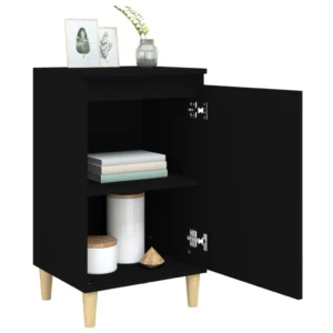 Table de nuit bois noir design moderne tiroir coulissant, 40x35x70cm