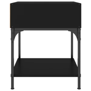 Table de chevet bois noir design connecté, 40x41x50cm