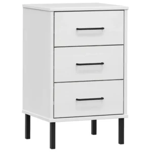 Chevet pin blanc design moderne 3 tiroirs, 40x35x64.5cm