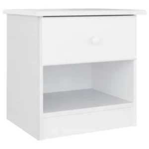 Chevet pin blanc design rustique transparent, 41x35x41cm