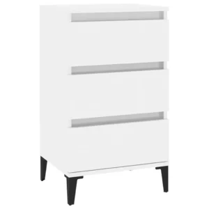Table de chevet bois blanc design moderne 3 tiroirs, 40x35x70cm