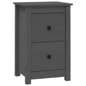 Table de chevet pin gris design compact, 40x35x61.5cm