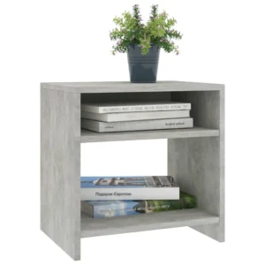 Table de nuit bois gris design original étagère compact, 40x30x40cm