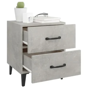 Chevet bois gris design moderne 3 tiroirs, 40x35x47.5cm