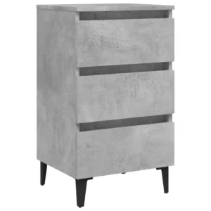 Table de nuit métal gris design moderne 1 tiroir, 40x35x69cm
