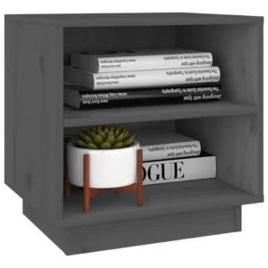 Chevet pin gris design moderne LED, 40x34x40cm