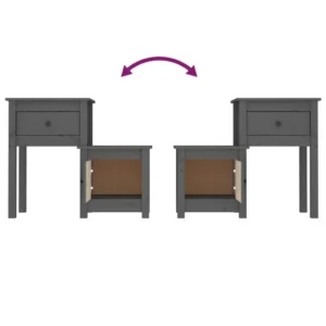 Chevet pin gris moderne rustique étagère ouverte, 79.5x38x65.5cm