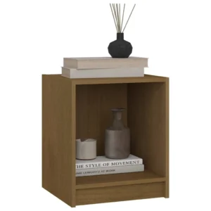 Table de nuit pin marron minimaliste compact, 35.5x33.5x41.5cm