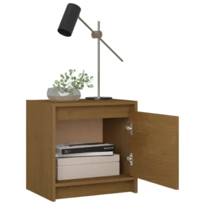 Chevet pin marron design 1 tiroir, 40x30.5x40cm