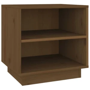 Table de chevet pin marron design moderne étagère, 40x34x40cm