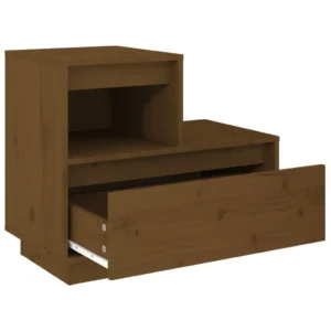 Chevet pin marron rustique tiroir coulissant, 60x34x51cm