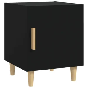 Table de chevet bois noir moderne contemporain tablette, 40x40x50cm