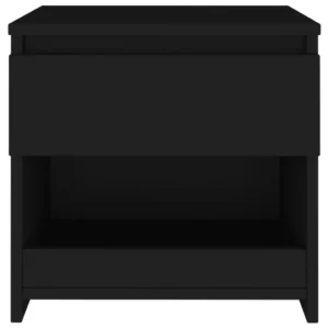 Table de nuit bois noir design moderne flottant, 40x30x39cm