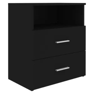 Chevet bois noir design original étagère, 50x32x60cm