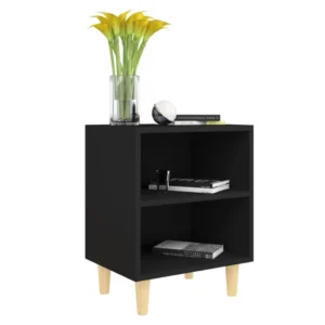 Table de chevet bois noir scandinave moderne compact, 40x30x50cm