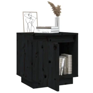 Chevet pin noir original moderne compact, 40x30x40cm