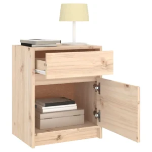 Table de chevet pin design flottant, 40x31x50cm