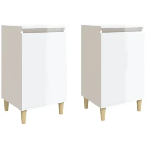 Lot de 2 chevets bois blanc design moderne 1 tiroir, 40x35x70cm
