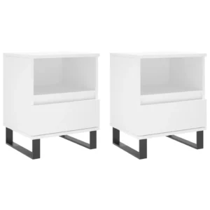 Lot de 2 tables de nuit bois moderne tablette, 40x35x50cm