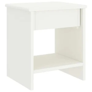 Lot de 2 tables de nuit pin blanc design étagère, 35x30x40cm
