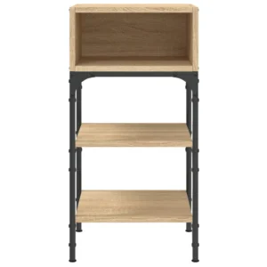 Lot de 2 tables de nuit chêne design moderne étagère, 35x34.5x70cm