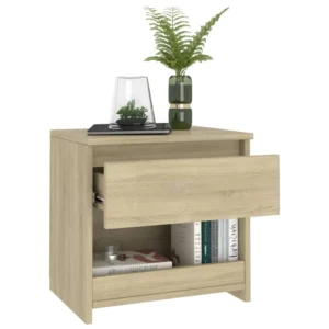 Lot de 2 tables de chevet chêne contemporain LED, 40x30x39cm