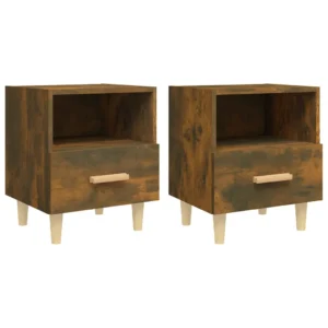 Lot de 2 tables de chevet chêne scandinave connecté, 40x35x47cm