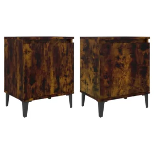 Lot de 2 tables de nuit métal design industriel 1 tiroir, 40x30x50cm