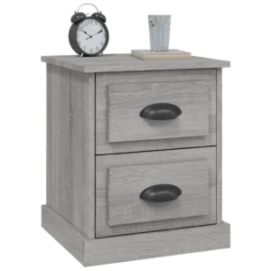 Lot de 2 tables de chevet bois gris design moderne étagère, 39x39x47.5cm