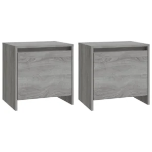 Lot de 2 chevets bois gris design moderne compact, 45x34x44.5cm