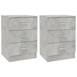Lot de 2 tables de nuit bois gris design moderne flottant, 38x35x56cm