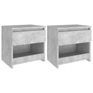 Lot de 2 chevets bois gris design moderne 1 tiroir, 40x30x39cm