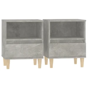 Lot de 2 tables de chevet bois gris design moderne suspendu, 40x35x50cm
