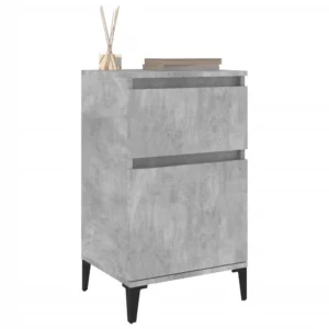 Lot de 2 tables de chevet bois gris design moderne LED, 40x35x70cm