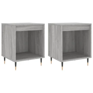Lot de 2 tables de chevet bois gris moderne contemporain mural, 40x35x50cm