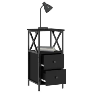 Lot de 2 tables de chevet bois design compact, 34x35.5x70cm