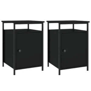 Lot de 2 chevets bois design compact, 40x42x60cm